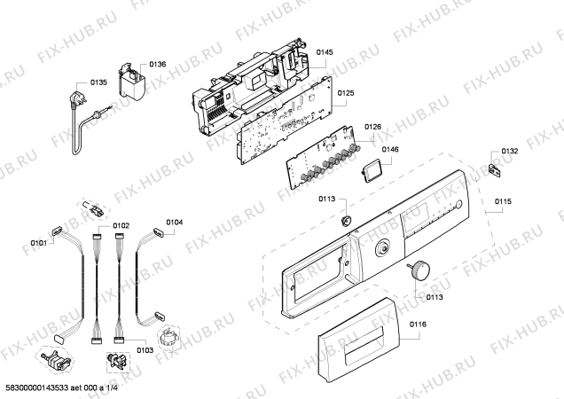 Схема №1 WM14E361FF E 14.36 с изображением Панель управления для стиралки Siemens 00675442