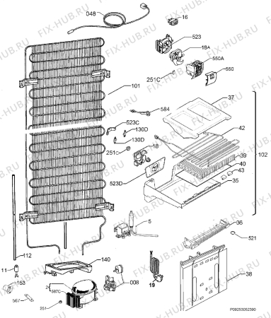 Взрыв-схема холодильника Electrolux SB323N15 - Схема узла Cooling system 017