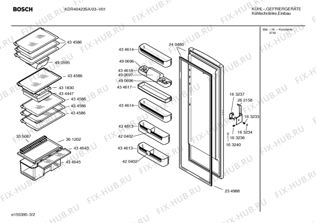 Схема №1 KDR40422SA с изображением Компрессор для холодильника Bosch 00142356