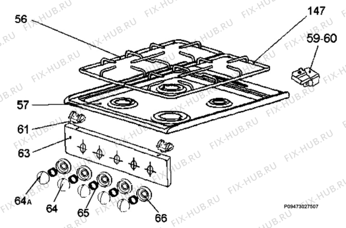 Взрыв-схема плиты (духовки) Zanussi MGG ZC5040S - Схема узла Section 4