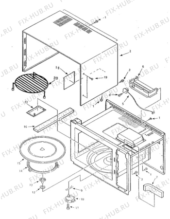 Взрыв-схема микроволновой печи Zanussi ME-120S - Схема узла Oven body