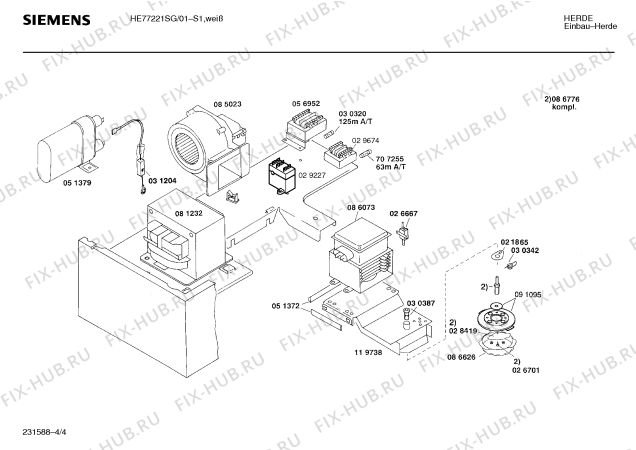 Взрыв-схема плиты (духовки) Siemens HE77221SC - Схема узла 04