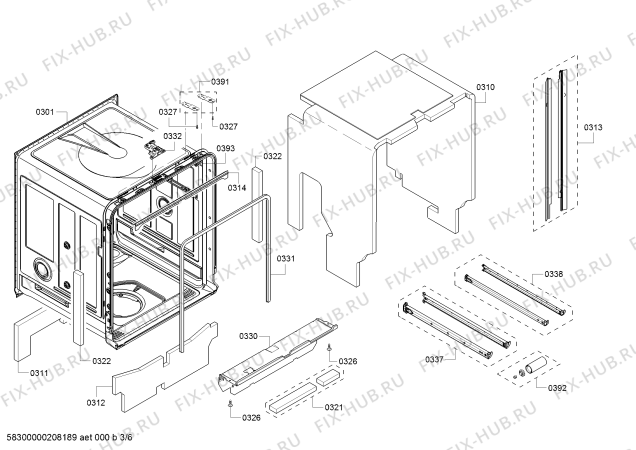 Взрыв-схема посудомоечной машины Bosch SHXM78W54N SuperSilencePlus 42dBA - Схема узла 03