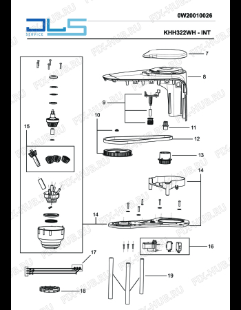 Взрыв-схема кухонного комбайна KENWOOD KHH322WH multione MIXER - Схема узла 2