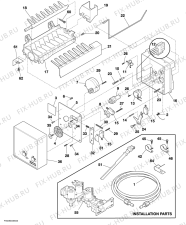 Взрыв-схема холодильника Frigidaire FSPZ25V9AB0 - Схема узла Icemaker