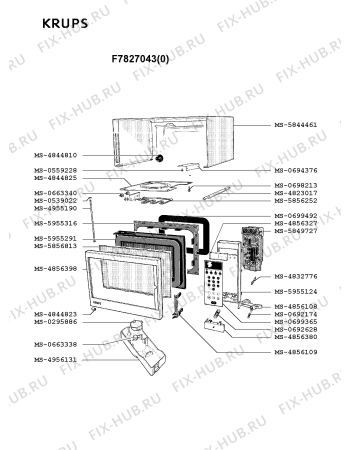 Взрыв-схема микроволновой печи Krups F7827043(0) - Схема узла QP002357.0P3