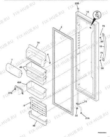 Взрыв-схема холодильника Electrolux ENL6298X1 - Схема узла Refrigerator door