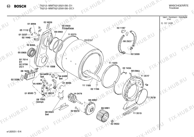 Взрыв-схема сушильной машины Bosch WMT6212591 T610 - Схема узла 04