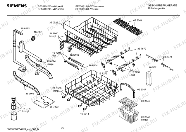 Взрыв-схема посудомоечной машины Siemens SE55691 - Схема узла 06