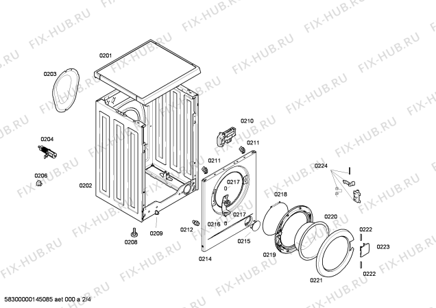 Взрыв-схема стиральной машины Bosch WAA28163FN - Схема узла 02