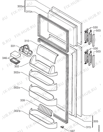 Взрыв-схема холодильника Electrolux ER7321D - Схема узла Door 003