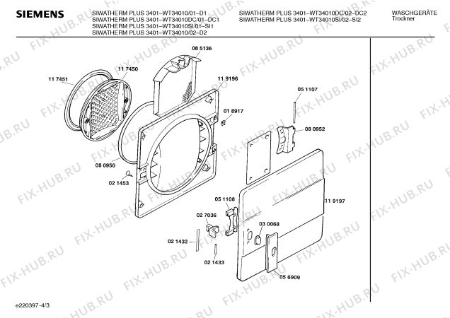 Схема №2 WT34010DC с изображением Панель для электросушки Siemens 00270018