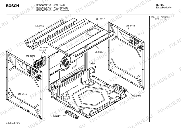 Схема №2 HBN3660FN с изображением Панель управления для духового шкафа Bosch 00359640