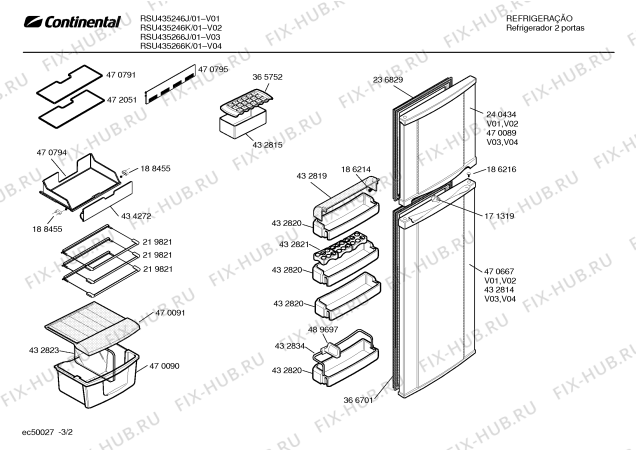 Взрыв-схема холодильника Continental RSU435246K, Continental - Схема узла 02