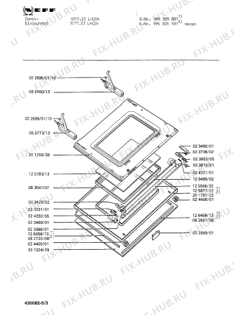 Взрыв-схема плиты (духовки) Neff 195305007 1077.23LHCDX - Схема узла 03