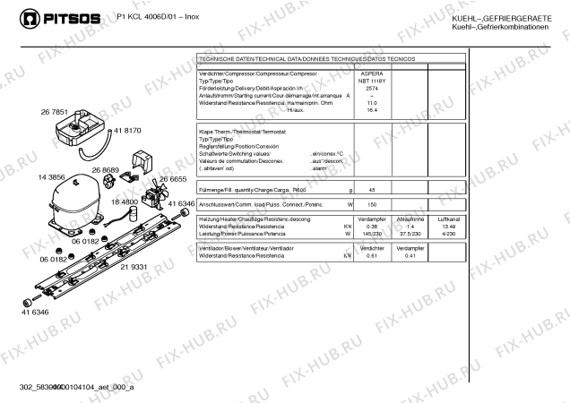 Взрыв-схема холодильника Pitsos P1KCL4006D - Схема узла 04