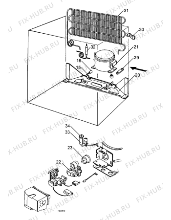 Взрыв-схема холодильника Electrolux EU0563C - Схема узла Freezer cooling system