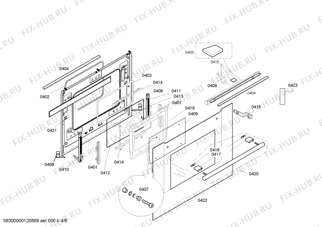 Взрыв-схема плиты (духовки) Bosch HBN770650 - Схема узла 04