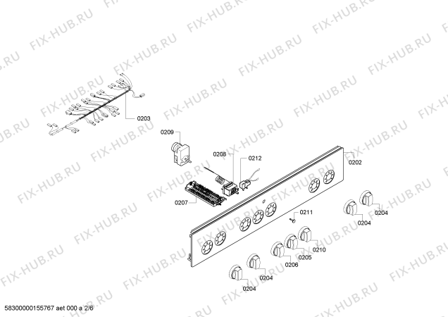 Взрыв-схема плиты (духовки) Siemens HR73W530J - Схема узла 02