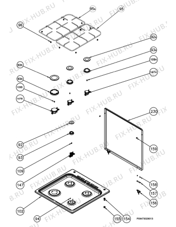 Взрыв-схема плиты (духовки) Faure CGL600W - Схема узла Section 4