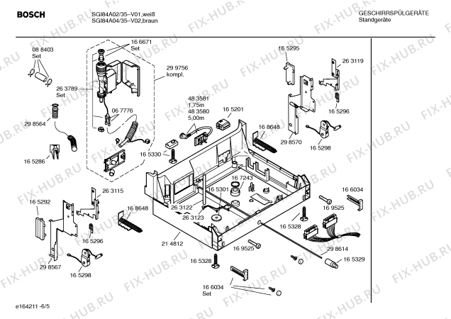 Взрыв-схема посудомоечной машины Bosch SGI84A02 Exclusiv - Схема узла 05