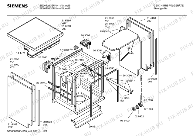 Взрыв-схема посудомоечной машины Siemens SE20T290EU - Схема узла 03