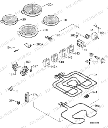 Взрыв-схема плиты (духовки) Electrolux FEH60G2100 - Схема узла Electrical equipment 268