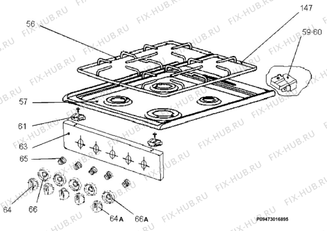 Взрыв-схема плиты (духовки) Zanussi ZCG567GW - Схема узла Section 4