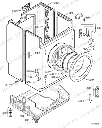 Взрыв-схема стиральной машины Electrolux EWX14440W - Схема узла Housing 001