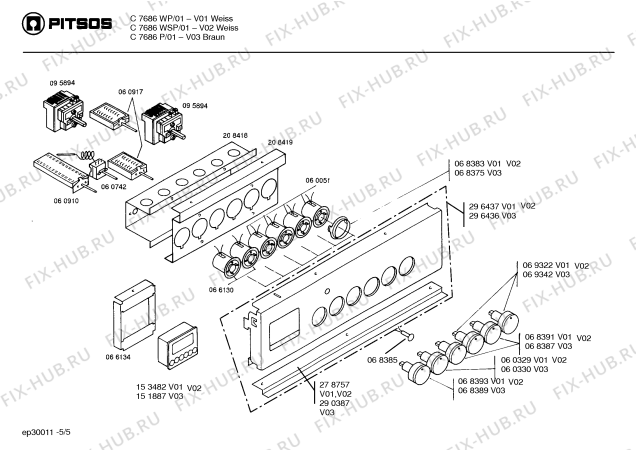 Схема №2 C7686P с изображением Панель для электропечи Bosch 00288763