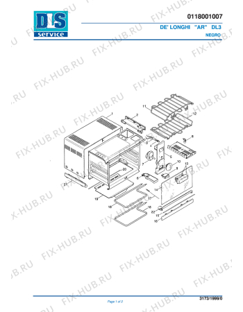 Схема №1 DL3 с изображением Панель для плиты (духовки) DELONGHI 5918104500