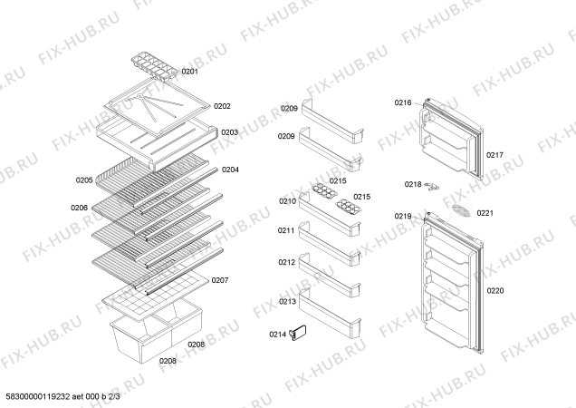 Взрыв-схема холодильника Miray RB38B7N14C REFRIGERADOR BL MIRAY MI39 220/60 PERU - Схема узла 02