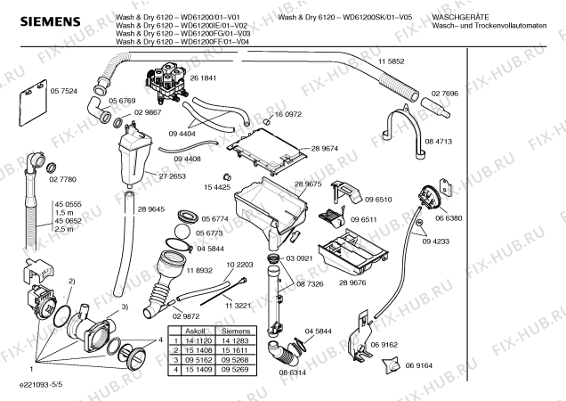 Схема №2 WD61240FG Wash & Dry 6124 с изображением Инструкция по эксплуатации для стиралки Siemens 00523514