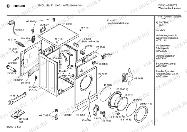 Взрыв-схема стиральной машины Bosch WFF2090 EXCLUSIV F 1000 A - Схема узла 02