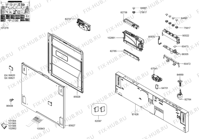 Схема №1 GV63424XV (312751, PMS60I) с изображением Табло для посудомойки Gorenje 327320