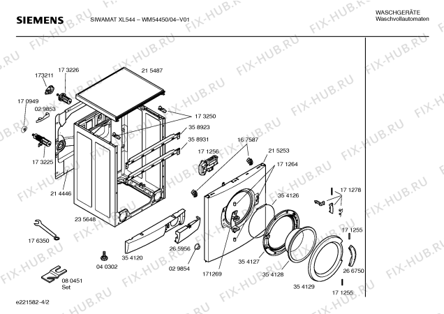 Схема №2 WM54450 SIWAMAT XL544 с изображением Инструкция по установке и эксплуатации для стиральной машины Siemens 00525977