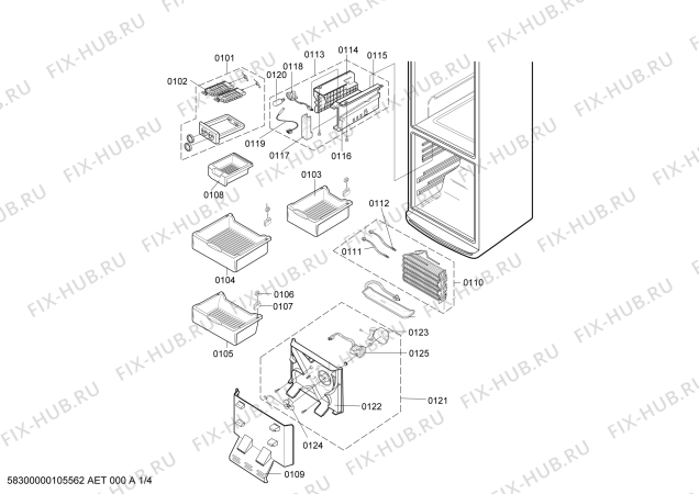Схема №1 SN629ECSWQ/XEG с изображением Крышка для холодильной камеры Bosch 00242473