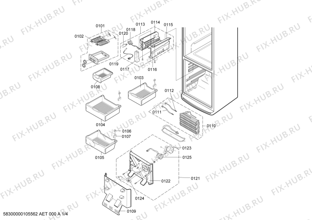 Схема №1 SN629ECSWQ/XEG с изображением Крышка для холодильной камеры Bosch 00494963