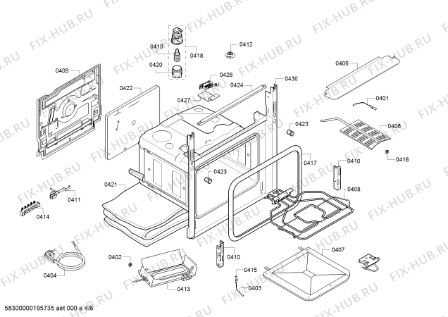 Взрыв-схема плиты (духовки) Bosch HGA233260R - Схема узла 04