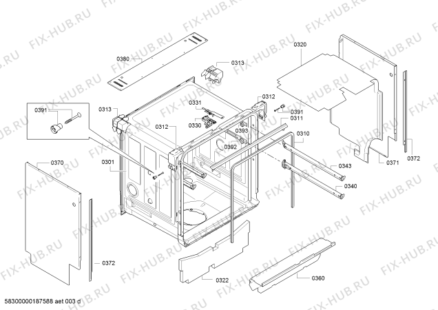 Взрыв-схема посудомоечной машины Bosch SMV69N30EP, SuperSilence - Схема узла 03