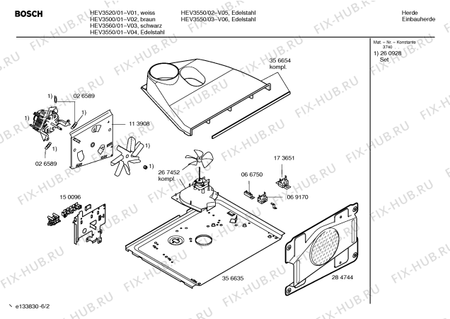 Схема №2 HEV3500 с изображением Инструкция по эксплуатации для плиты (духовки) Bosch 00527714