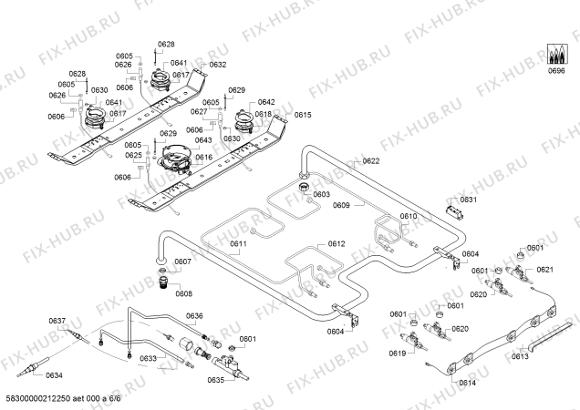 Взрыв-схема плиты (духовки) Bosch HGL128I60R - Схема узла 06