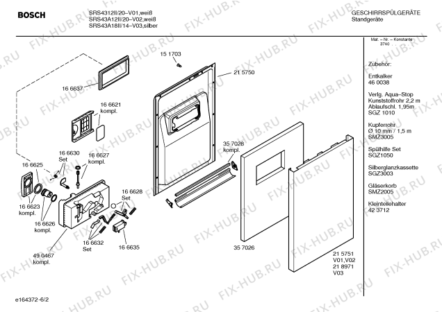 Взрыв-схема посудомоечной машины Bosch SRS43A18II silver easy - Схема узла 02