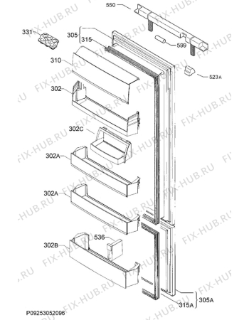 Взрыв-схема холодильника Electrolux ENG2914AOW - Схема узла Door 003