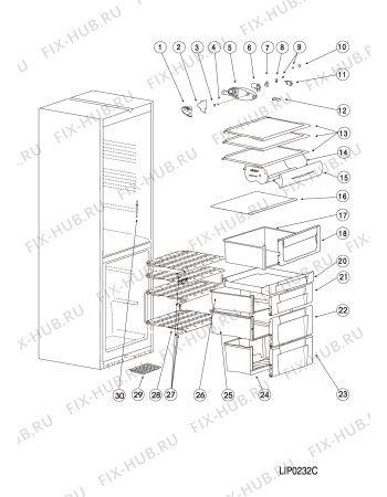 Взрыв-схема холодильника Indesit NBA201 (F076968) - Схема узла