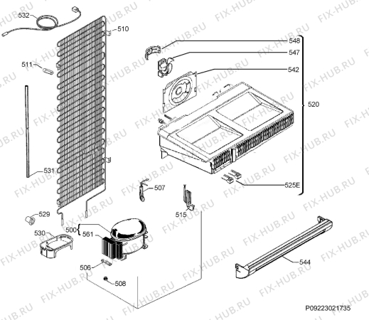 Взрыв-схема холодильника Aeg AGE62526NX - Схема узла Cooling system 017