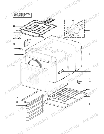 Взрыв-схема плиты (духовки) Aeg D4100W (WHITE) - Схема узла H10 Main Oven Cavity (large)