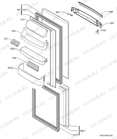 Взрыв-схема холодильника Electrolux ERA40633W - Схема узла Door 003