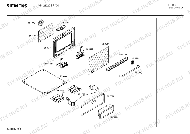 Взрыв-схема плиты (духовки) Siemens HN22220SF - Схема узла 04