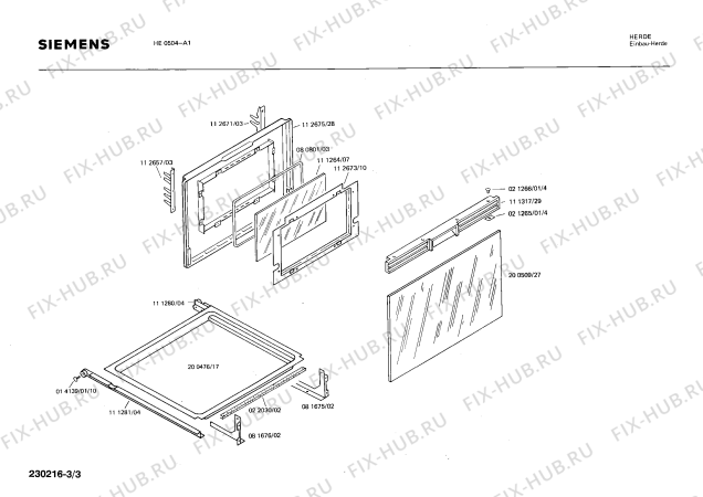 Взрыв-схема плиты (духовки) Siemens HE0504 - Схема узла 03